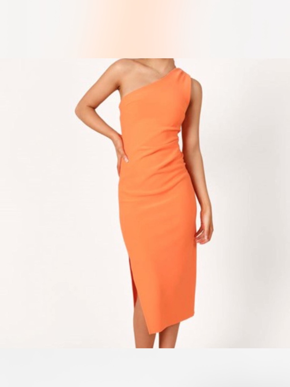 Petal & Pup Nadene One-Shoulder Orange Midi Dress